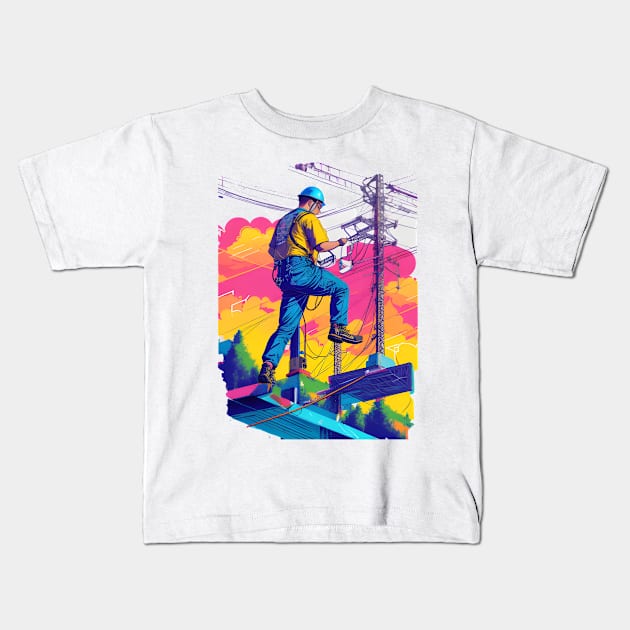 Lineman design for Apprentice Lineman Kids T-Shirt by emeka